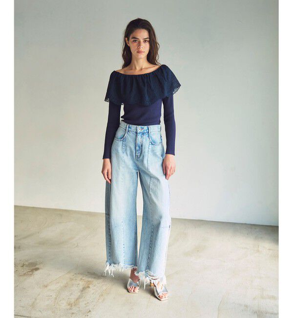 GRACE CONTINENTAL「カットワークリブニットトップ」|ニット・セーター|