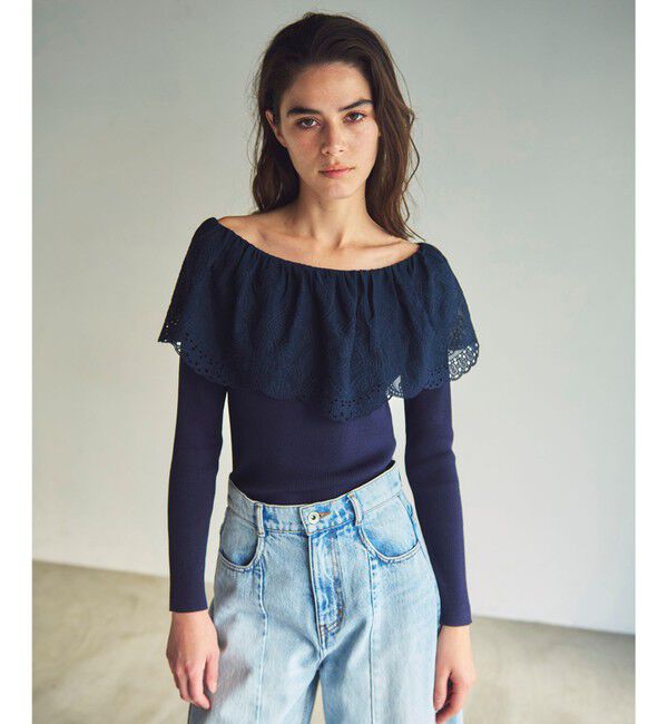 GRACE CONTINENTAL「カットワークリブニットトップ」|ニット・セーター|