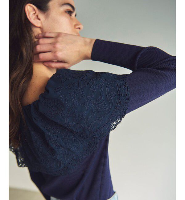 GRACE CONTINENTAL「カットワークリブニットトップ」|ニット・セーター|