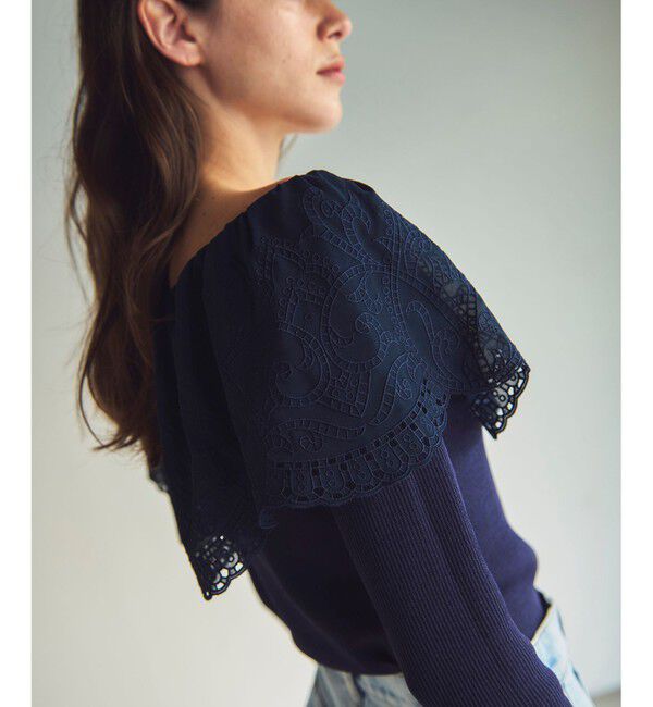 GRACE CONTINENTAL「カットワークリブニットトップ」|ニット・セーター|