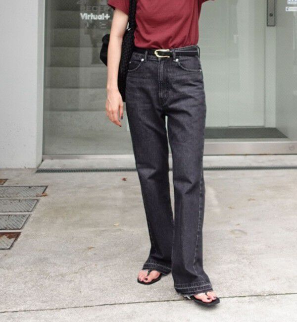 Rie Miller「【RM denim】ハイウエストソフトフレアデニム」|デニム|ブラック