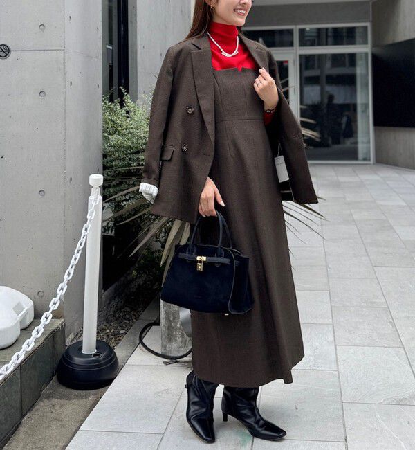 NOLLEY'S「ウォッシャブルウール調ストレッチキャミワンピース」|ワンピース|ブラウン