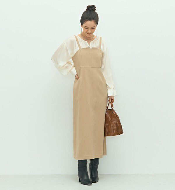 NOLLEY'S「ウォッシャブルウール調ストレッチキャミワンピース」|ワンピース|