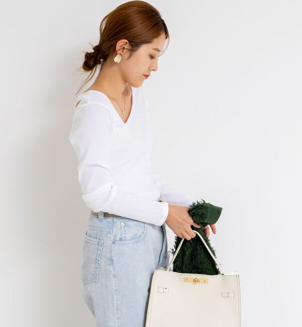 Rie Miller「ウォッシャブルリブカットアウト2WAYロンT」|Tシャツ・カットソー|