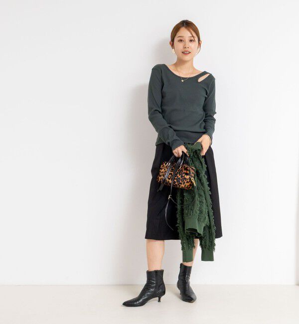 Rie Miller「ウォッシャブルリブカットアウト2WAYロンT」|Tシャツ・カットソー|