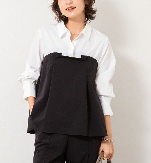 NOLLEY'S「《セットアップ対応》ウォッシャブルビスチェ風切替シャツ」|シャツ・ブラウス|