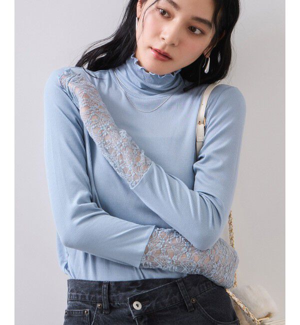 VIS「袖クシュクシュハイネックテレコインナープルオーバー/静電気防止・イージーケア」|Tシャツ・カットソー|