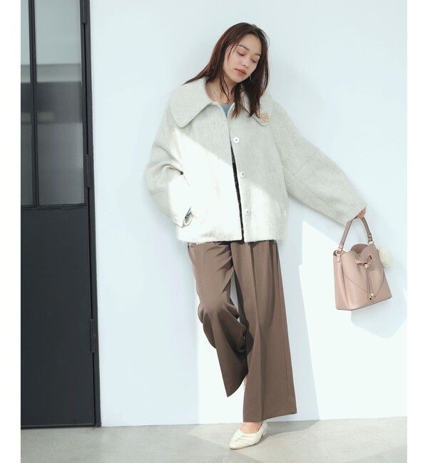 VIS「【アウター総選挙1位】ビッグカラーモモンガシャギーショートコート」|ブルゾン・スタジャン|