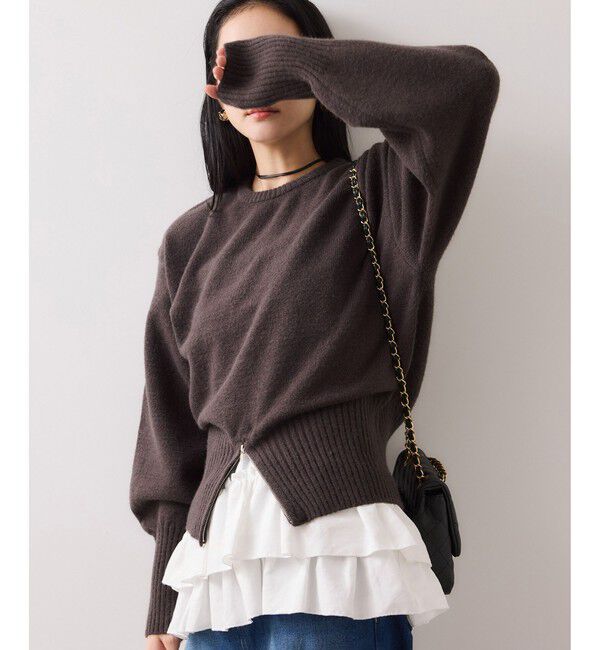 VIS「【WEB限定】裾ジップニットプルオーバー」|ニット・セーター|