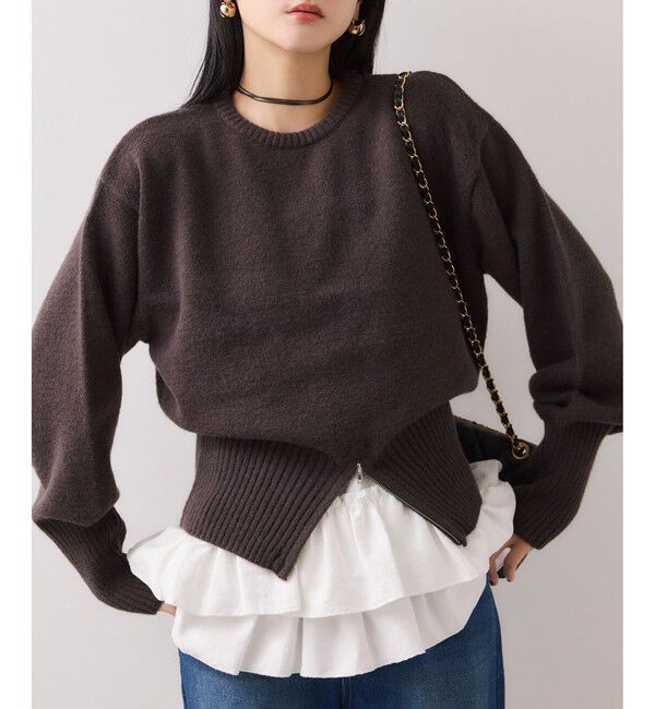 VIS「【WEB限定】裾ジップニットプルオーバー」|ニット・セーター|