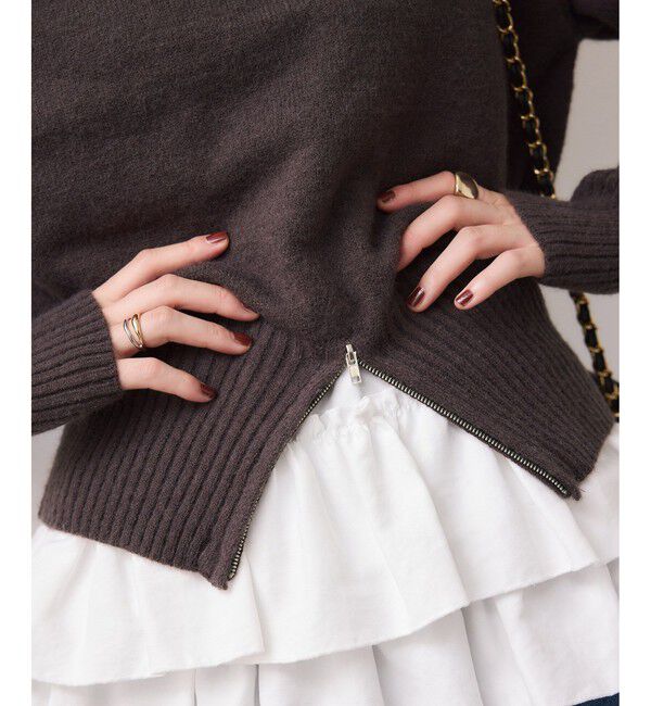 VIS「【WEB限定】裾ジップニットプルオーバー」|ニット・セーター|