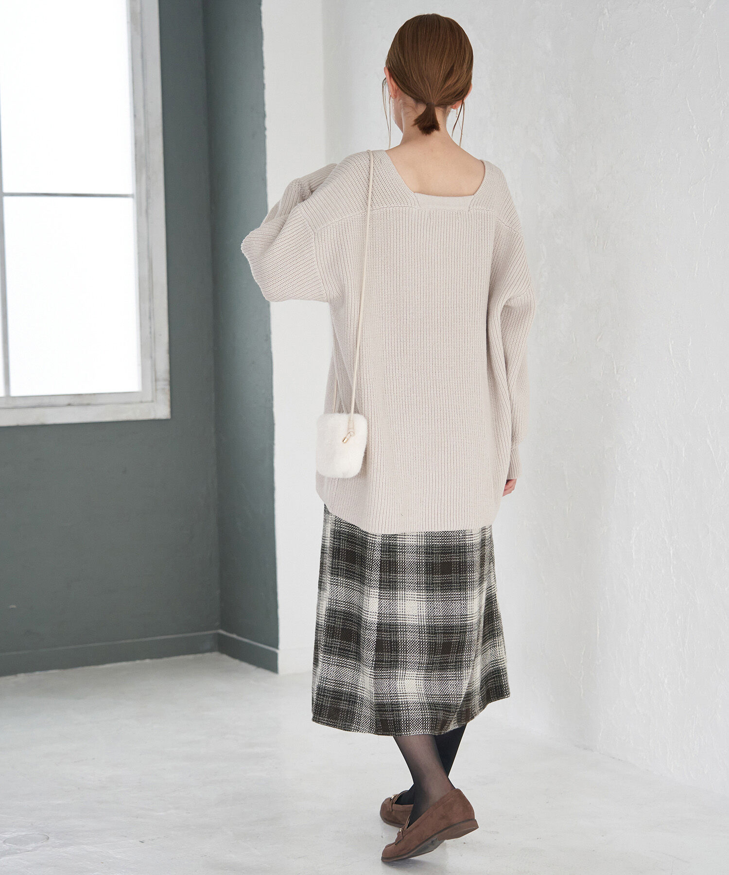 Rope&rsquo;Picnic「チェックツイードセミフレアスカート」|スカート|