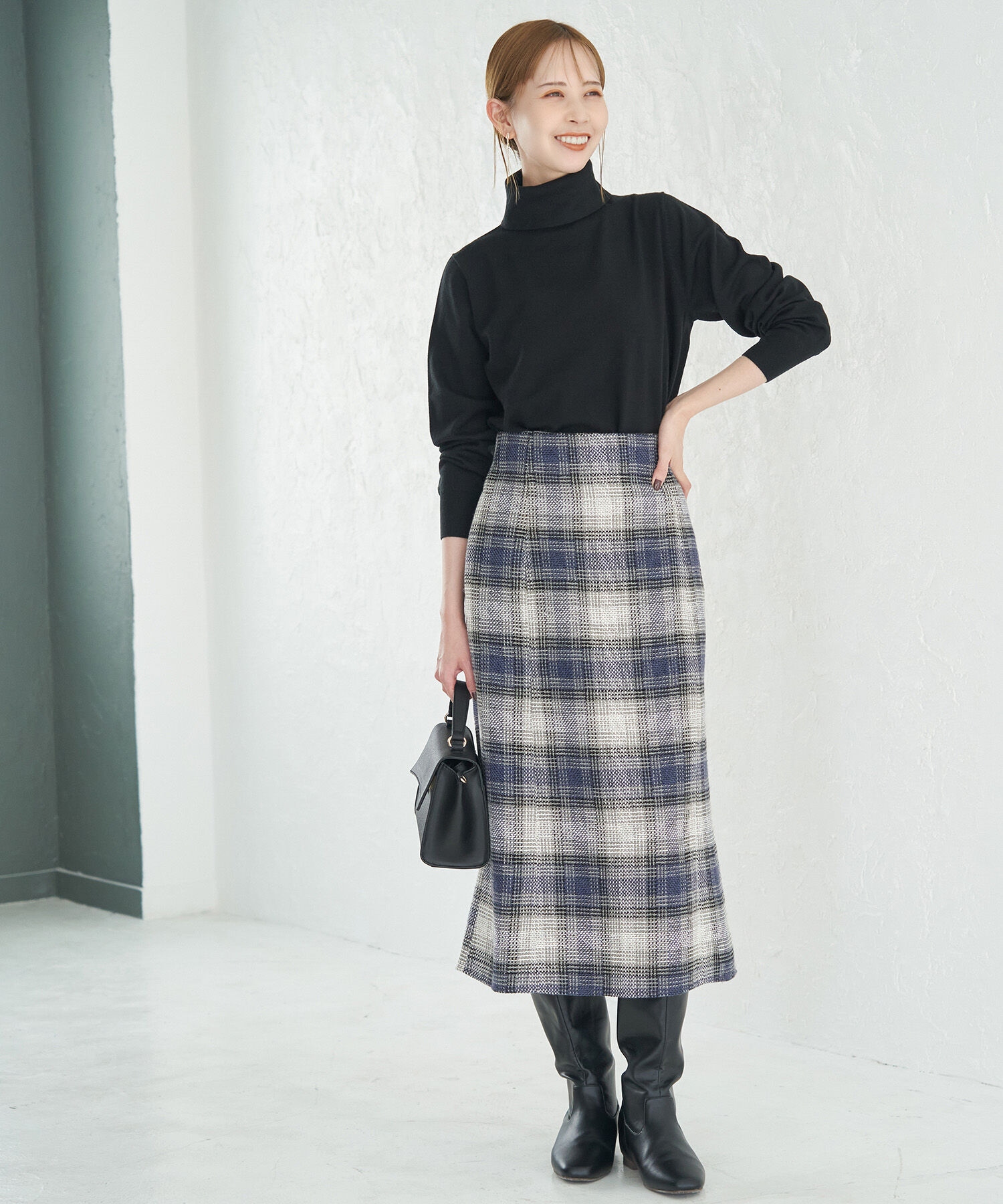 Rope&rsquo;Picnic「チェックツイードセミフレアスカート」|スカート|