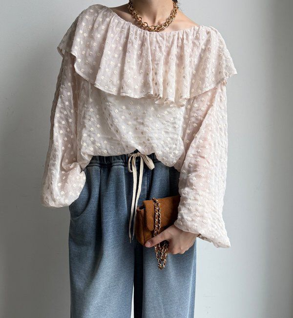  「フラワー刺繍フリルブラウス」|シャツ・ブラウス|