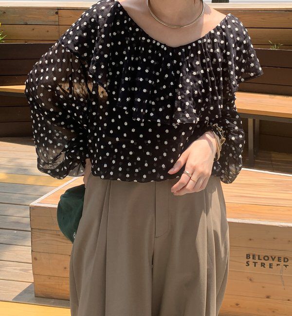  「フラワー刺繍フリルブラウス」|シャツ・ブラウス|