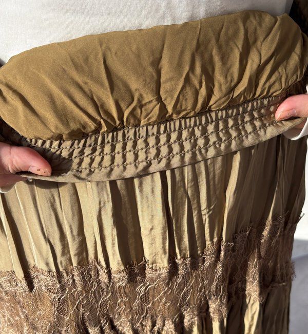  「レース切替ワッシャースカート」|スカート|