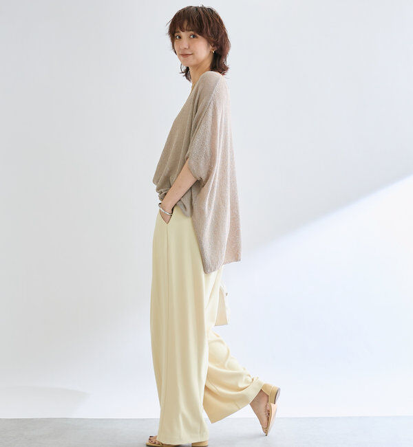  「【ウォッシャブル】【シーズンレスで使える】タックワイドスラックス」|チノ|