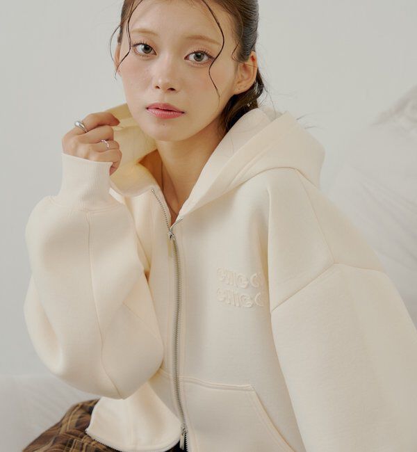  「【セットアップ対応】Wジップボリュームスリーブフードパーカー」|パーカー|アイボリー