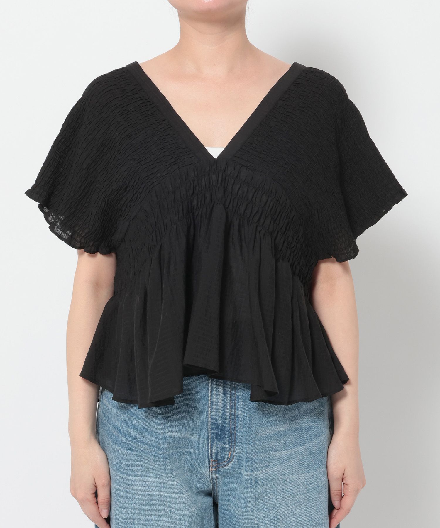 LOWRYS FARM「ヨウリュウシャーリングショートフレンチスリーブ」|シャツ・ブラウス|