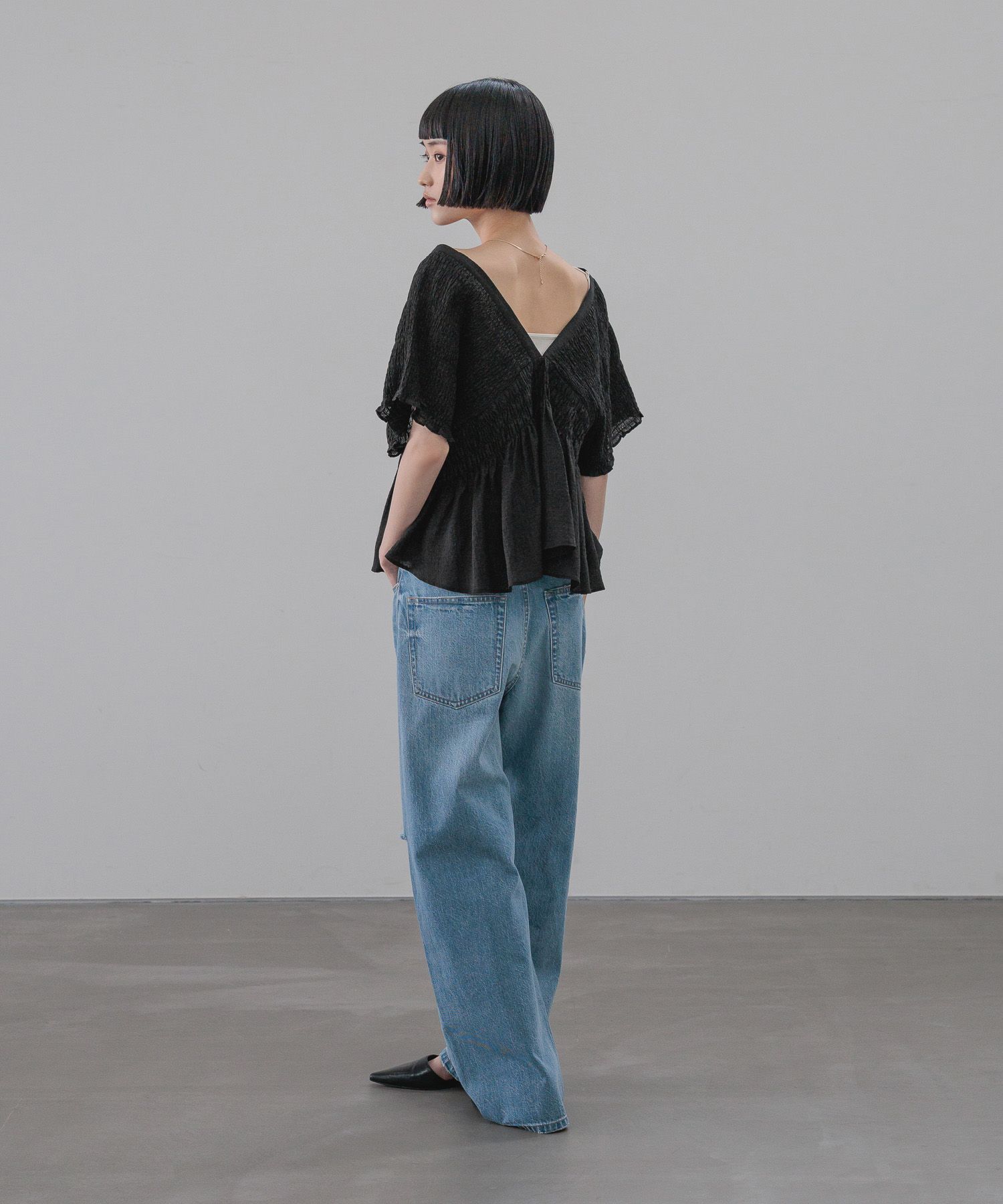 LOWRYS FARM「ヨウリュウシャーリングショートフレンチスリーブ」|シャツ・ブラウス|