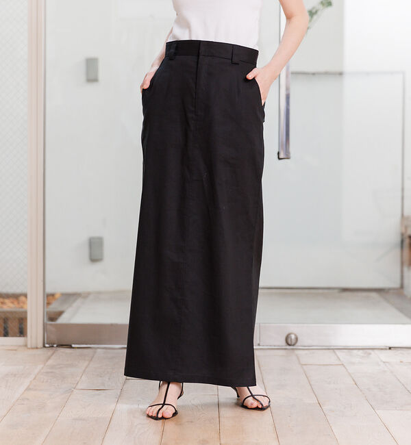 Rouge vif「麻混サイドスリットタイトスカート」|スカート|