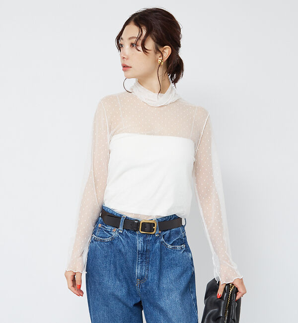 Rouge vif「ドットチュールシアータートル」|Tシャツ・カットソー|