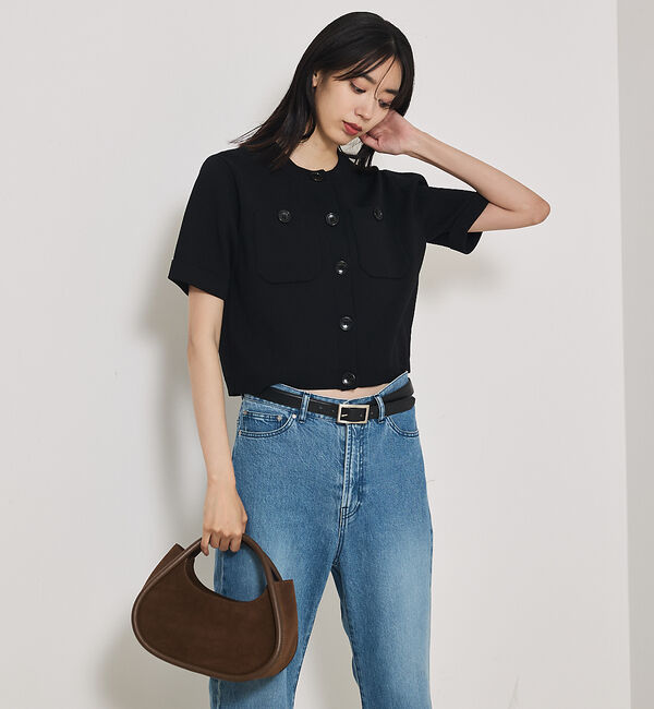 qualite「ショートスリーブカーデ」|カーディガン|ブラック