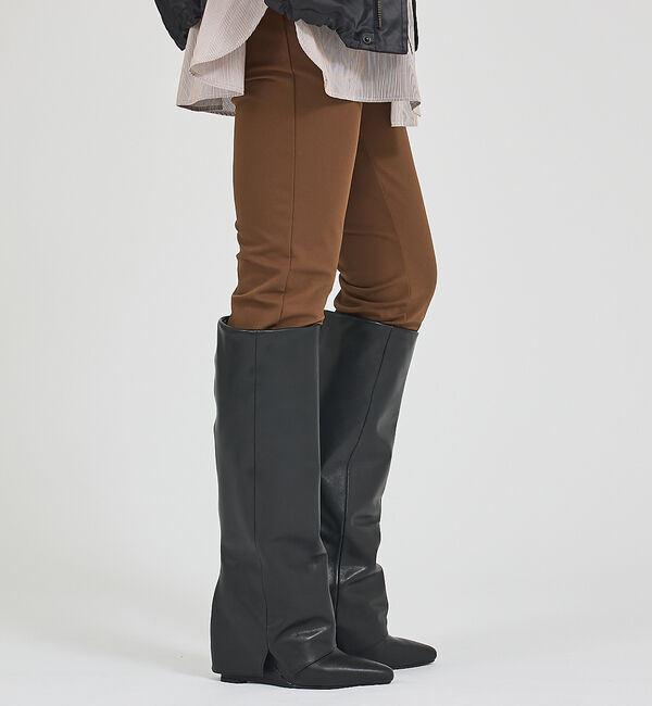 qualite「【REMME】カバーロングウェッジ/ロングブーツ」|ショートブーツ|