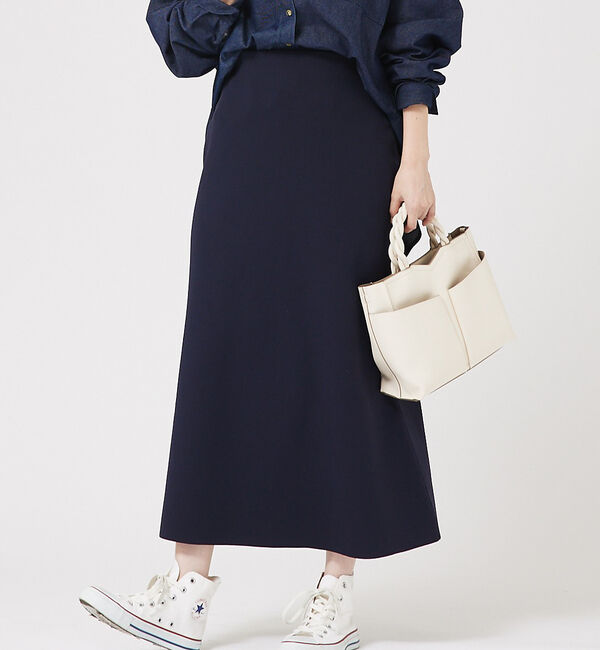 abahouse mavie「【セットアップ対応】セミフレアニットスカート」|スカート|ネイビー