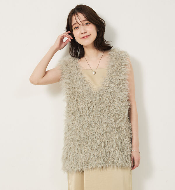 abahouse mavie「フェザーチュールヤーンニットベスト」|ベスト・ジレ|