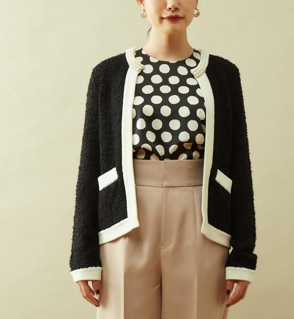  「20THボリュームパールニットジャケット」|カーディガン|