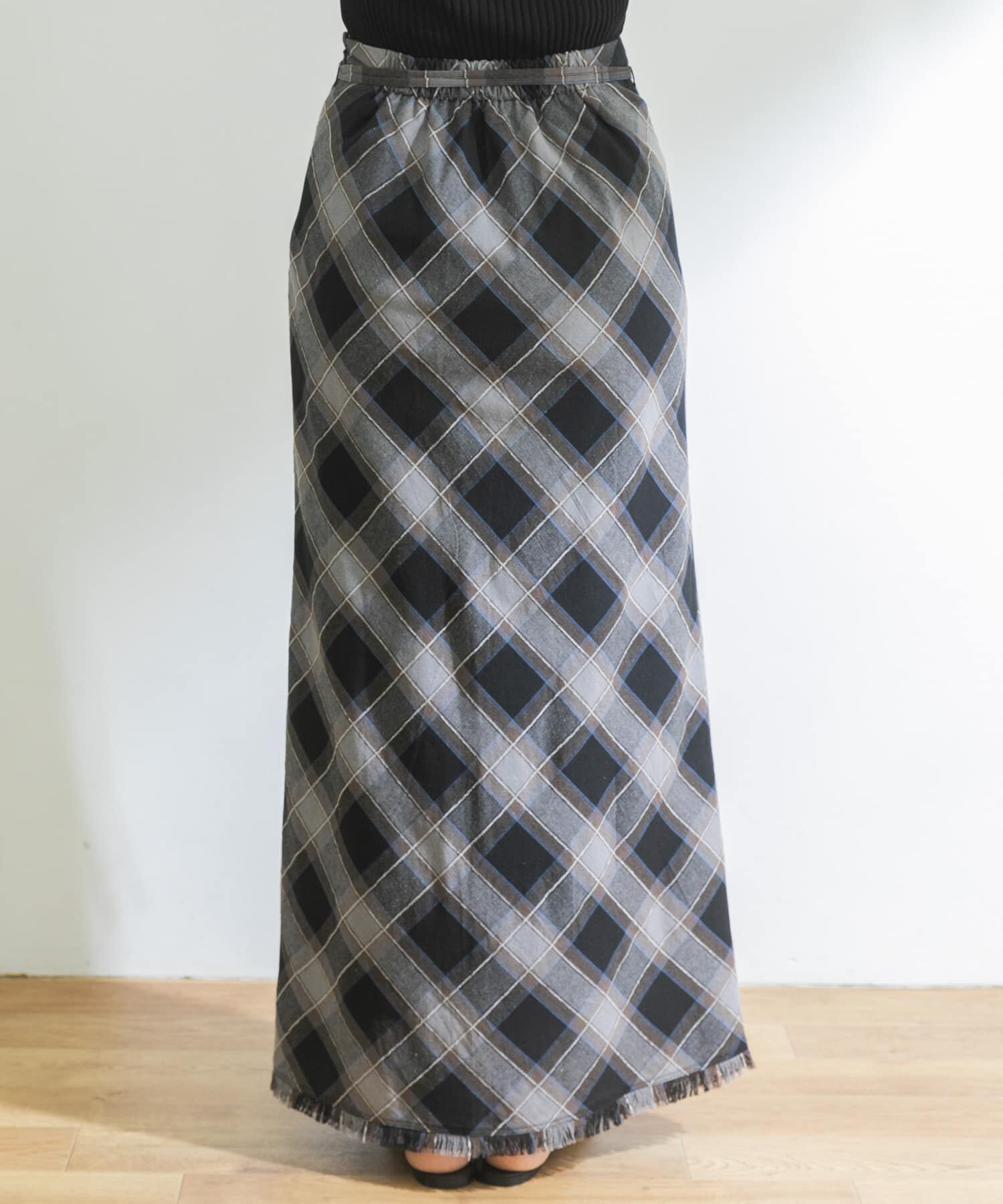 URBAN RESEARCH「バイアスチェックフリンジスカート」|スカート|