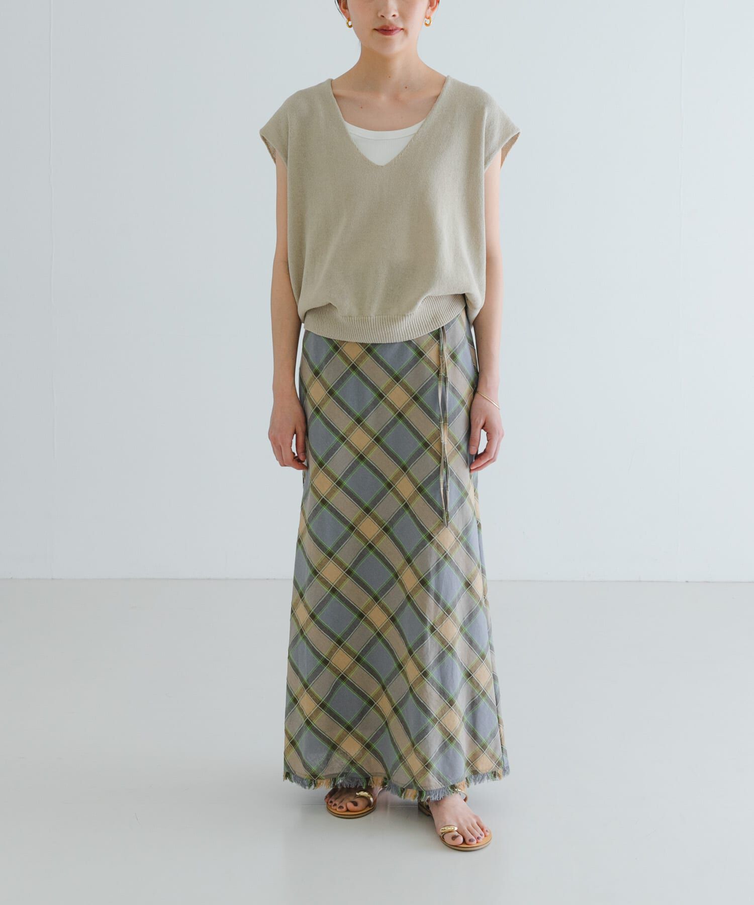 URBAN RESEARCH「バイアスチェックフリンジスカート」|スカート|