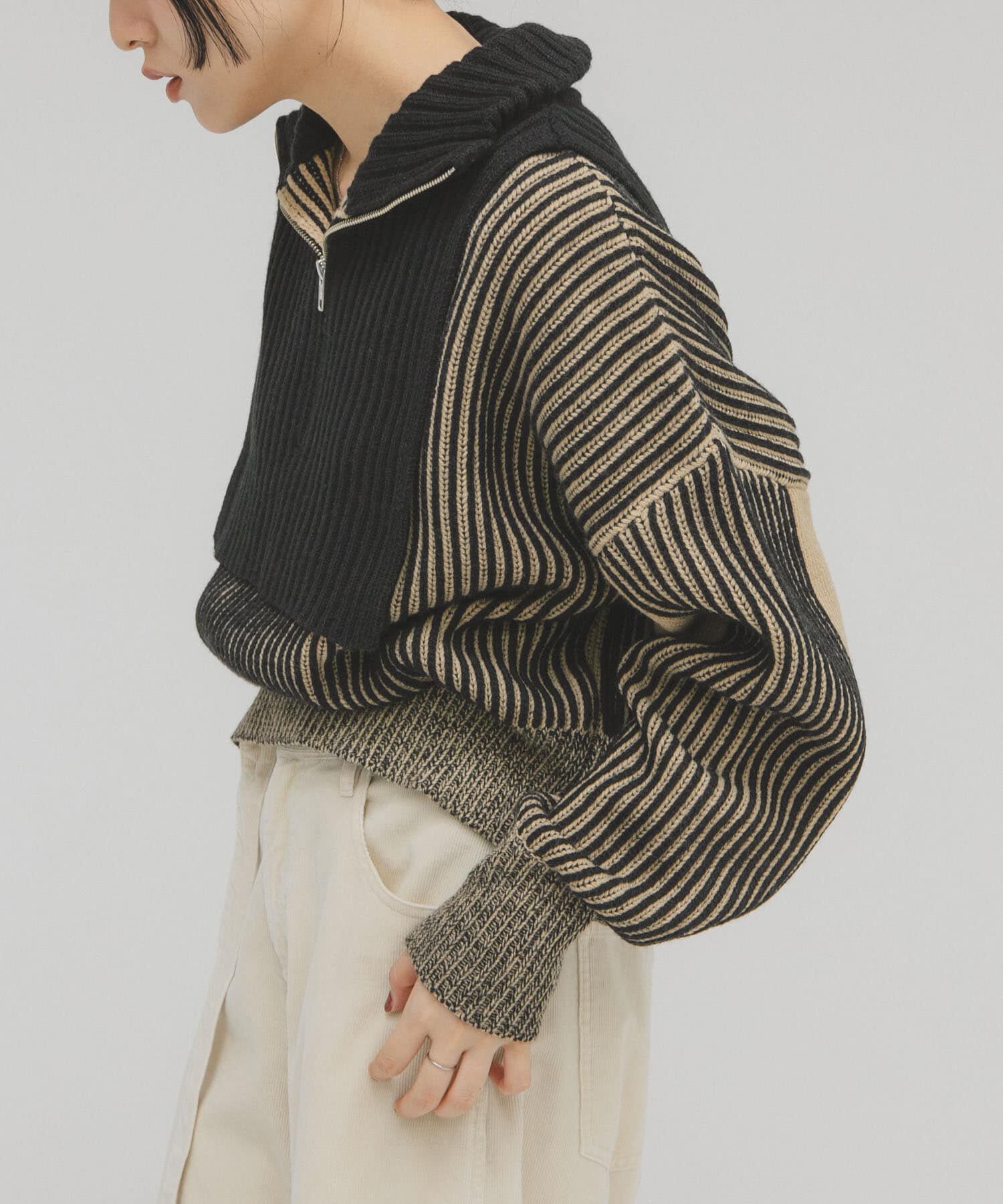  「レイヤードハーフZIPニット」|ニット・セーター|