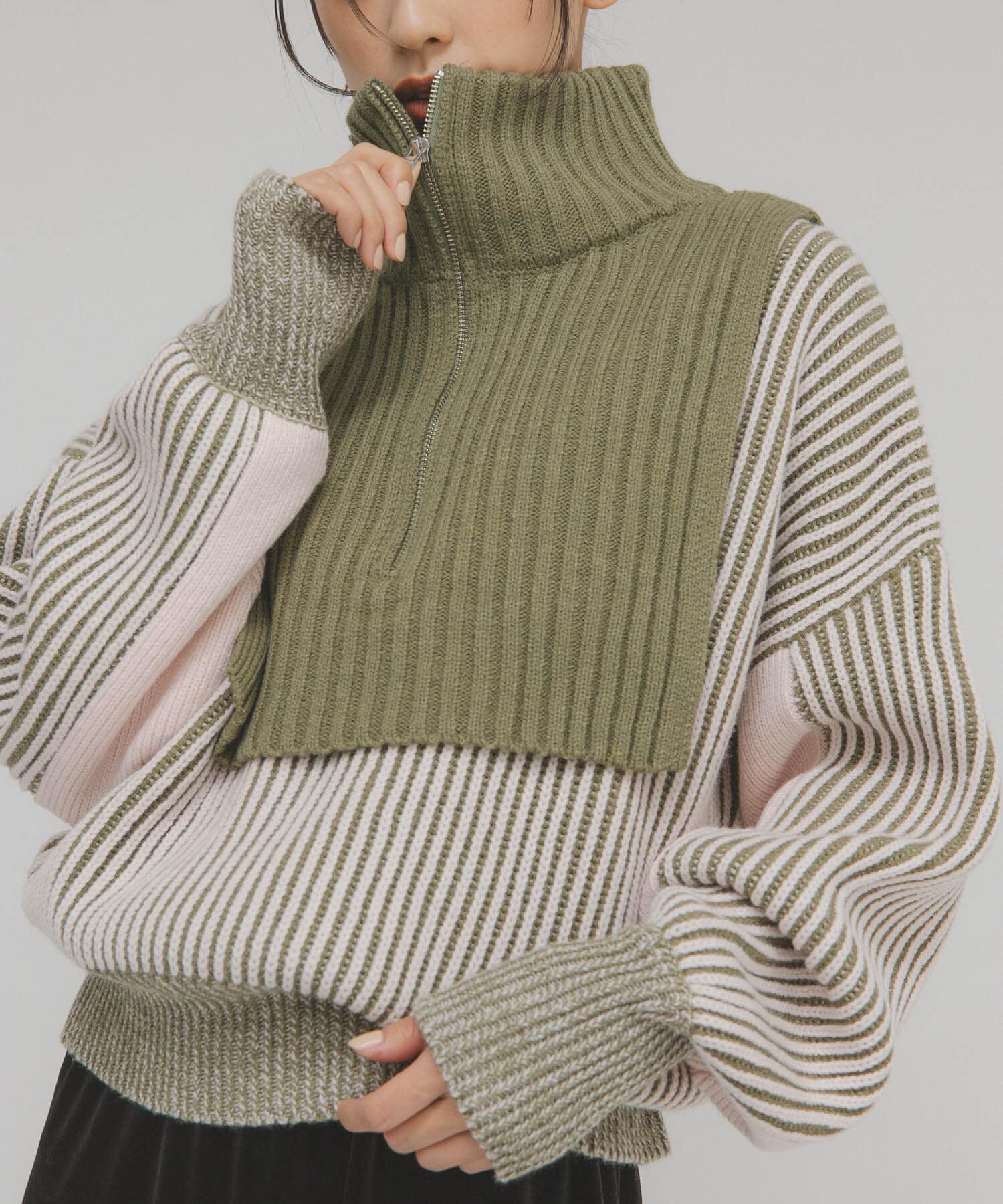  「レイヤードハーフZIPニット」|ニット・セーター|