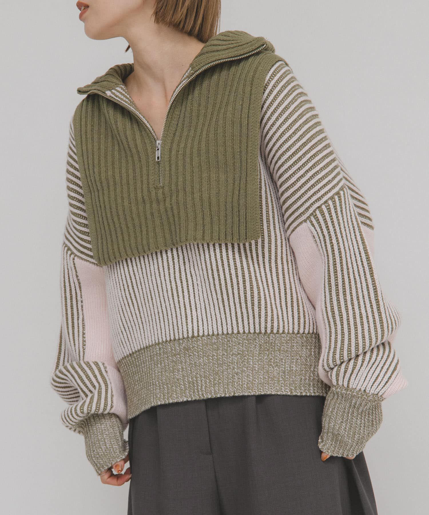  「レイヤードハーフZIPニット」|ニット・セーター|