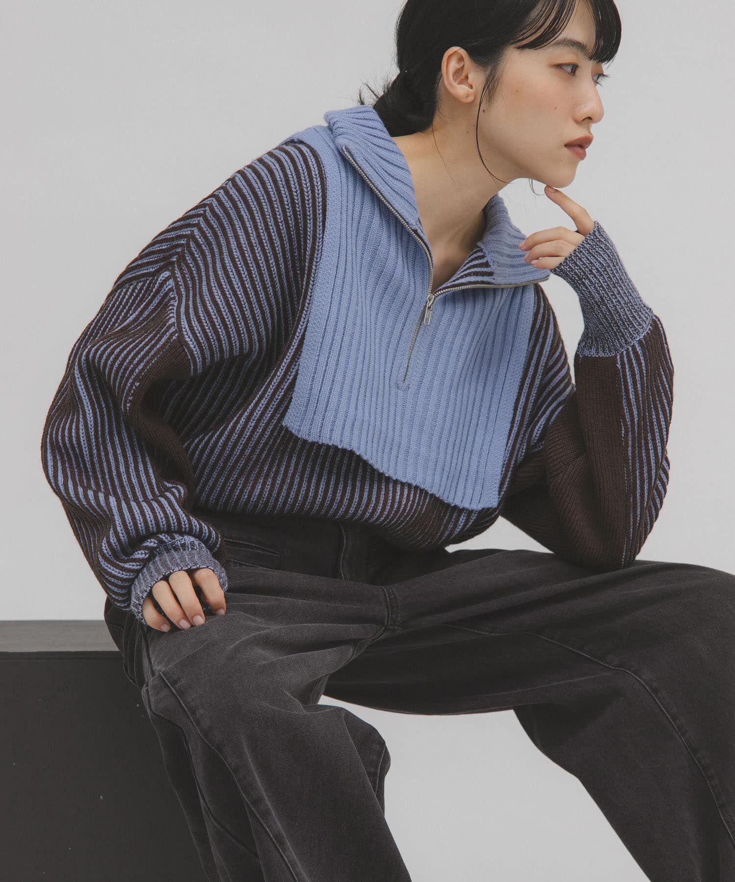  「レイヤードハーフZIPニット」|ニット・セーター|