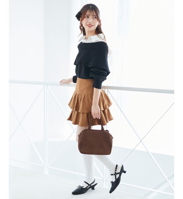  「シャツドッキングミディ丈ニット」|ニット・セーター|