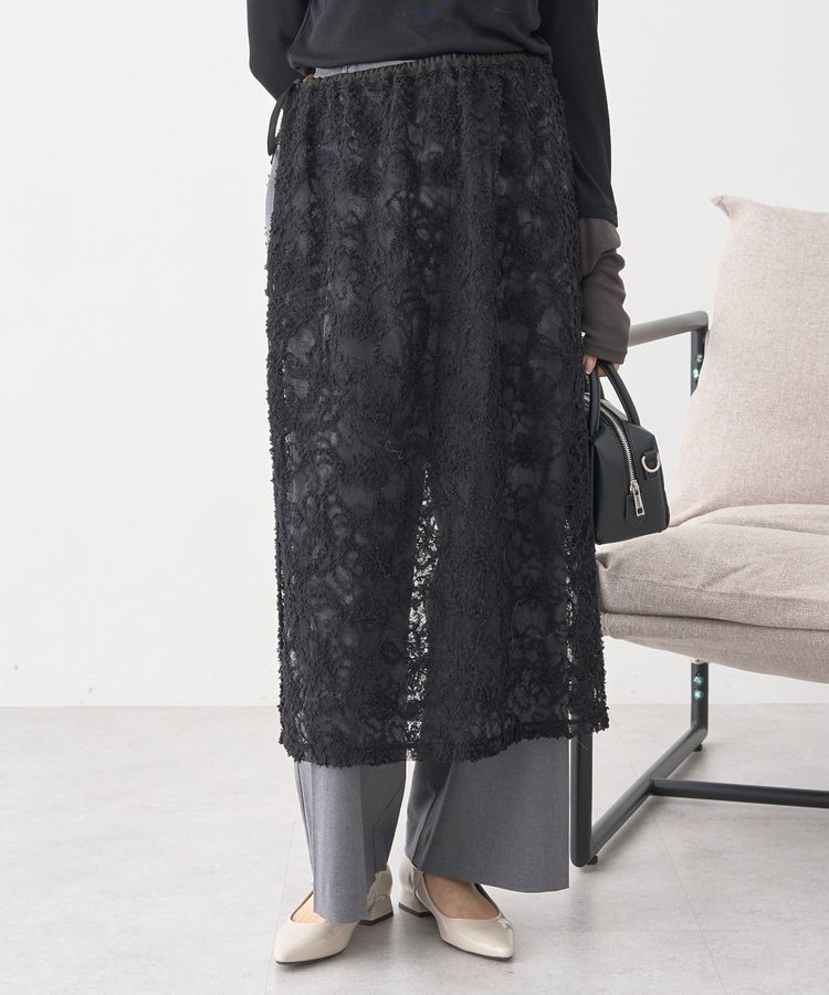 earth music&ecology「モールレースラップスカート」|スカート|Black