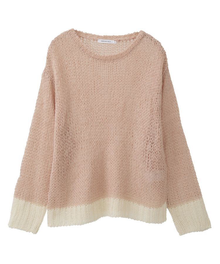 AMERICAN HOLIC「モヘアライク配色ニットプルオーバー」|ニット・セーター|