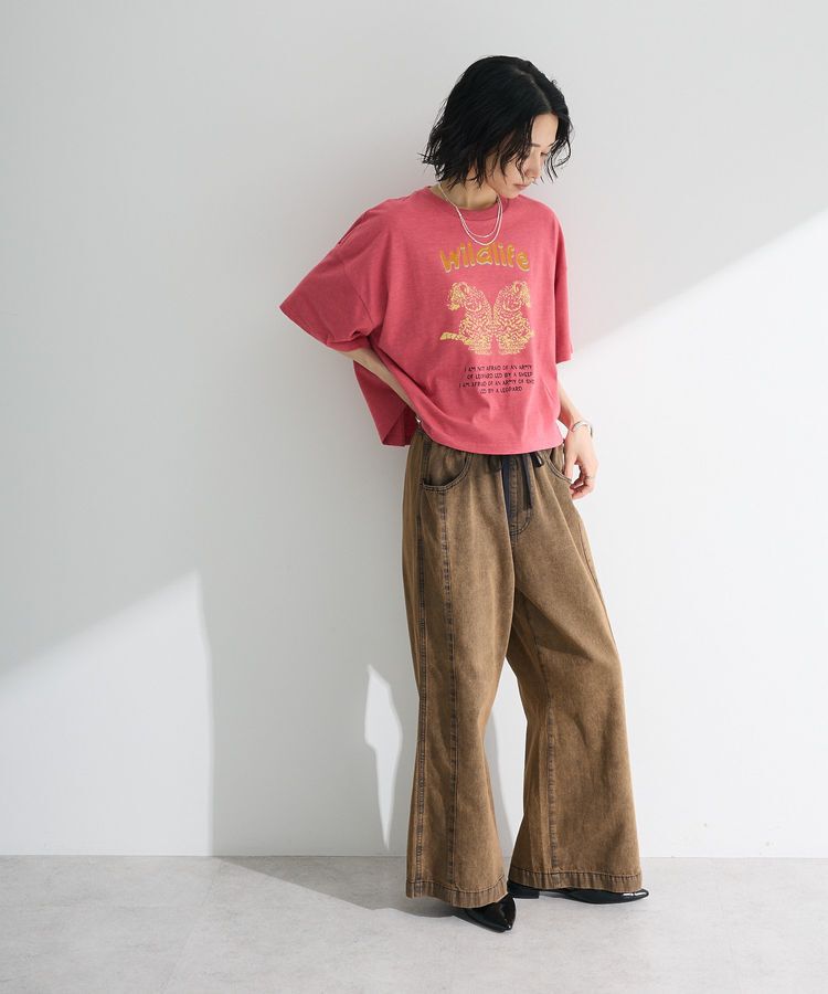 Green Parks「・DOUBLE FLAGS レオパードプリントTEE」|Tシャツ・カットソー|