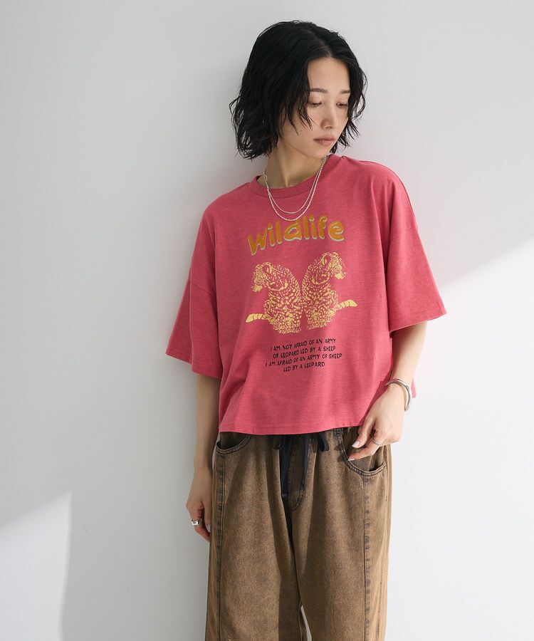 Green Parks「・DOUBLE FLAGS レオパードプリントTEE」|Tシャツ・カットソー|