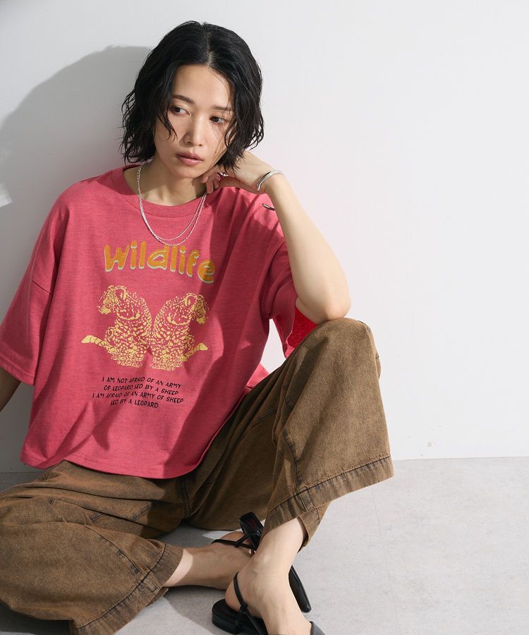 Green Parks「・DOUBLE FLAGS レオパードプリントTEE」|Tシャツ・カットソー|Pink