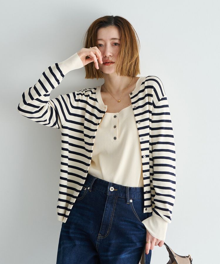 YECCA VECCA「【UVカット/マシンウォッシャブル】アンサンブルニット」|カーディガン|Border