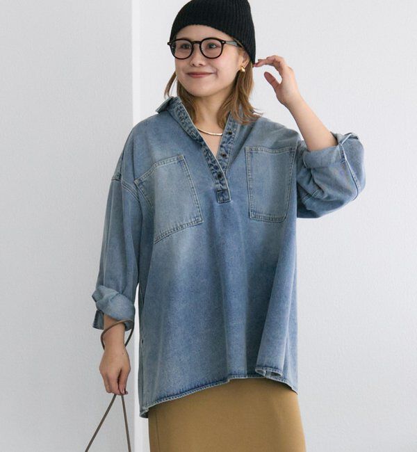  「【＠noricorico102企画】ヴィンテージライクデニムチュニックシャツ」|シャツ・ブラウス|