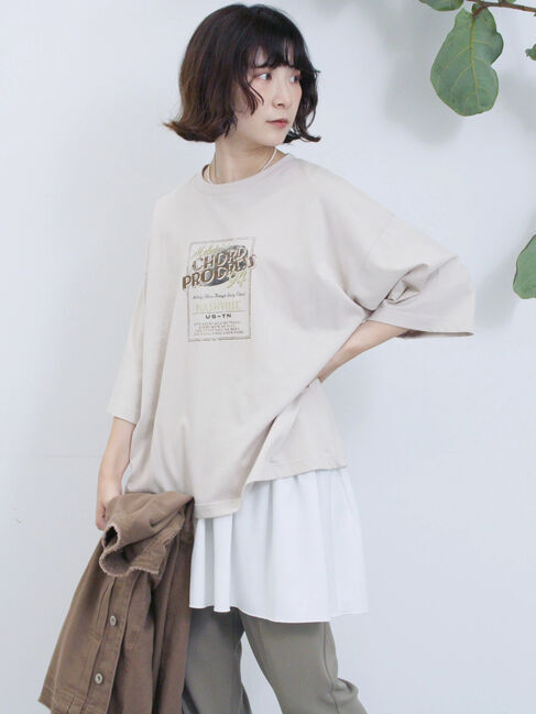 Samansa Mos2 blue「ヴィンテージ風プリントTシャツ」|Tシャツ・カットソー|