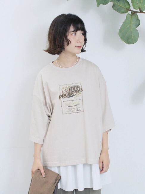 Samansa Mos2 blue「ヴィンテージ風プリントTシャツ」|Tシャツ・カットソー|