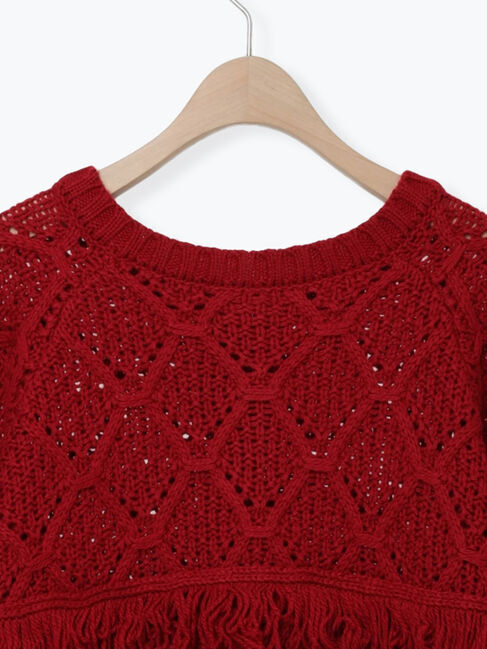 Samansa Mos2「【Fluffy Wool Blend】フリンジ前後2WAYニット」|カーディガン|