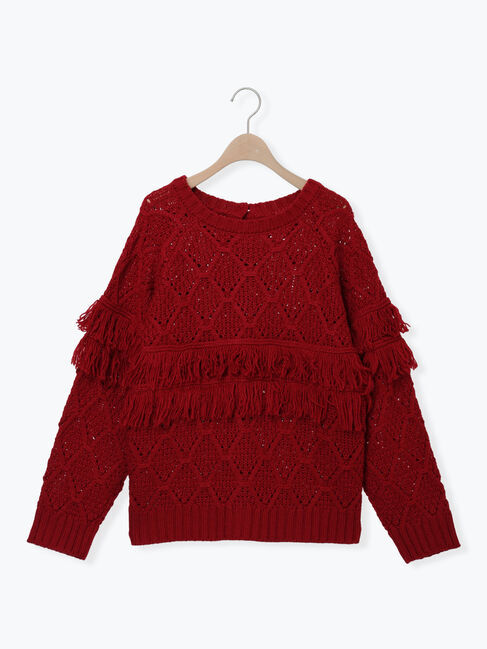 Samansa Mos2「【Fluffy Wool Blend】フリンジ前後2WAYニット」|カーディガン|