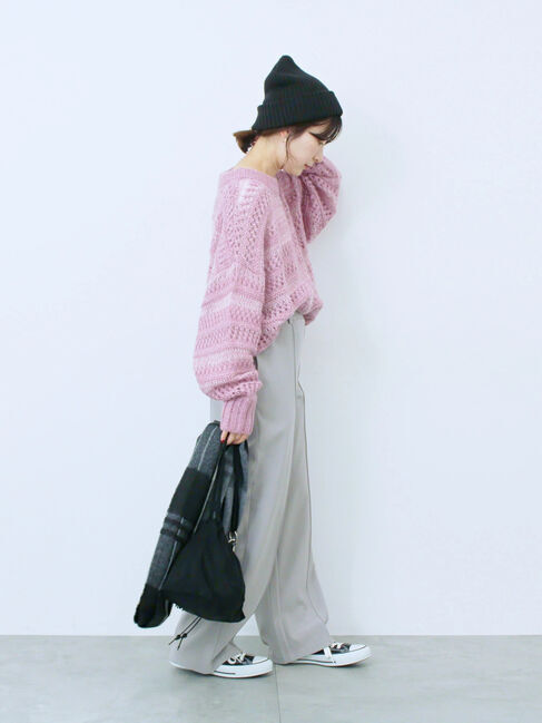 Samansa Mos2 blue「カットジョーゼット裏ボンディングパンツ」|その他|